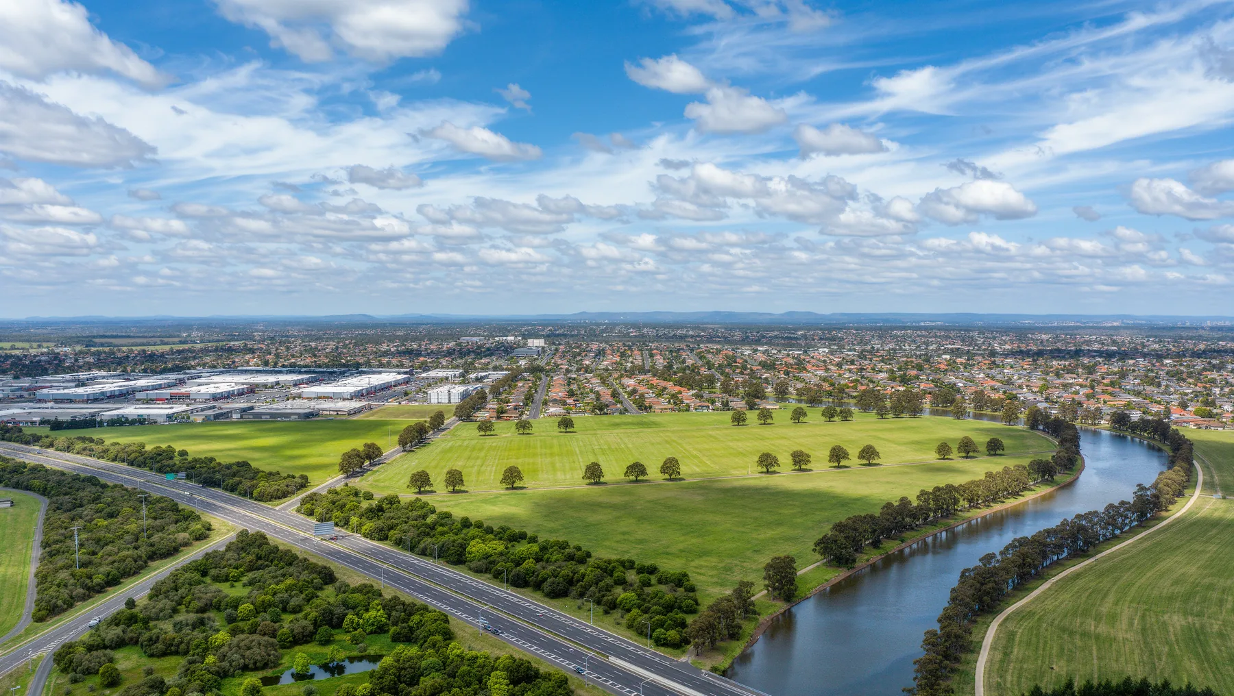 Aerial artist's impression of the Cooper Street West precinct at Epping